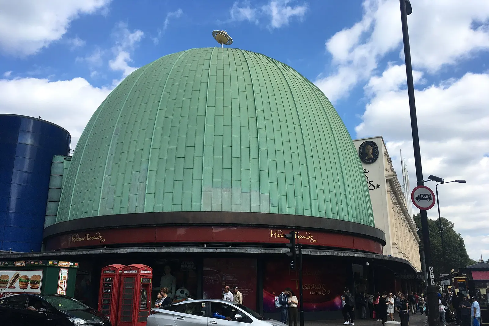 The green dome of Madame Tussauds on Marylebone Road