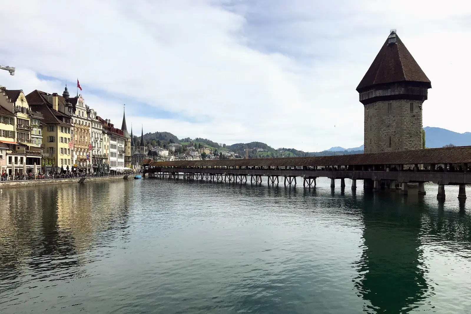Lucerne's old town and lake under the Pilatus range