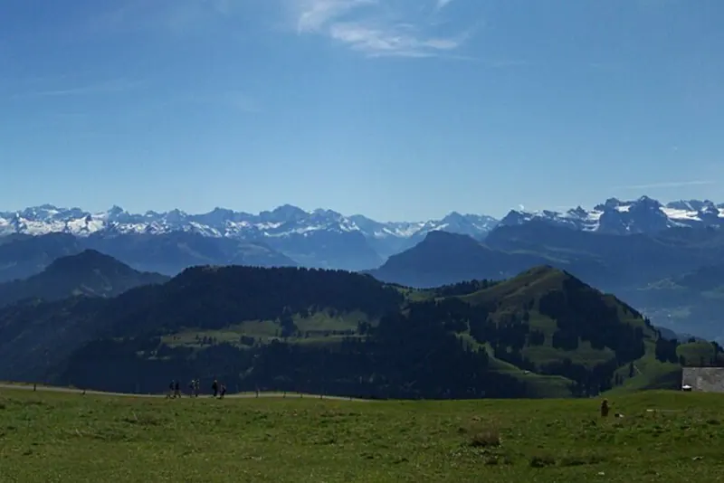 The Alpine panorama from the top of Mount Rigi