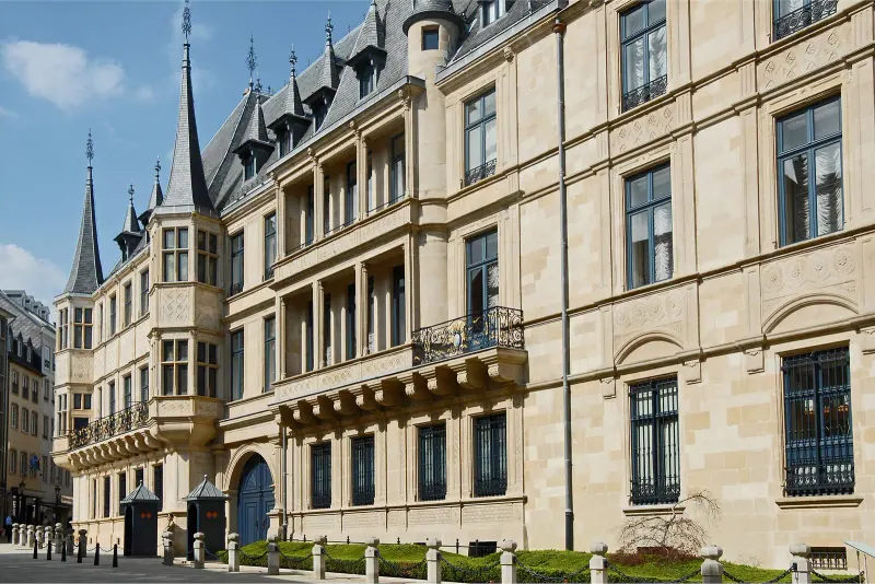 The ornate facade of the Grand Ducal Palace in Luxembourg City