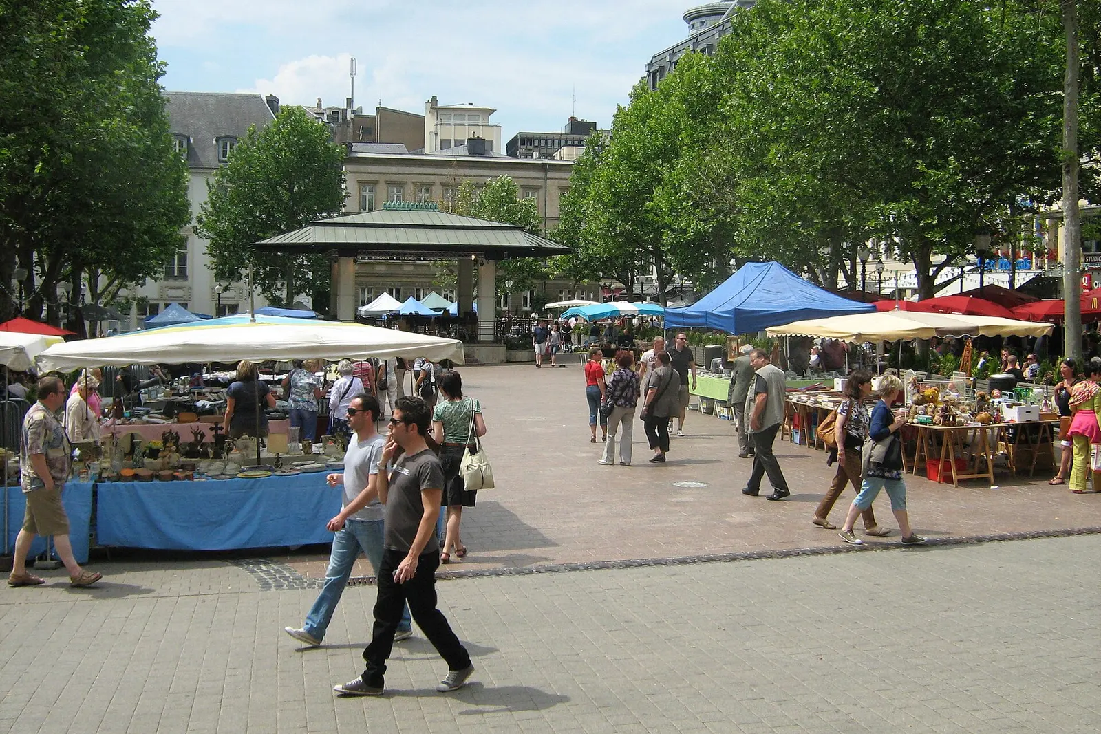 Luxembourg's Place d'Armes square with its market stalls