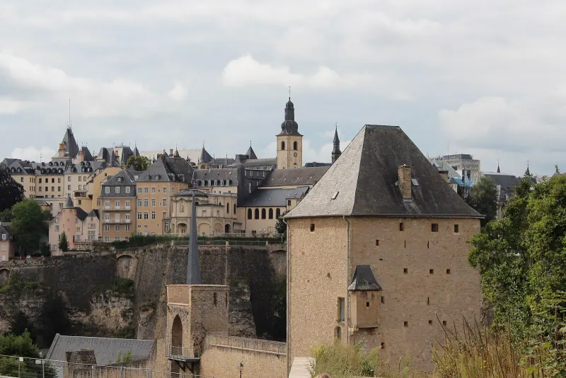 Luxembourg's Ville Haute old town seen from the Rham plateau