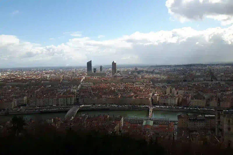 Panorama of Lyon toward Fourviere hill