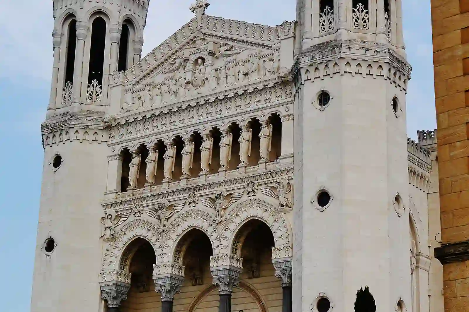 Facade of the Basilica of Notre-Dame de Fourviere in Lyon