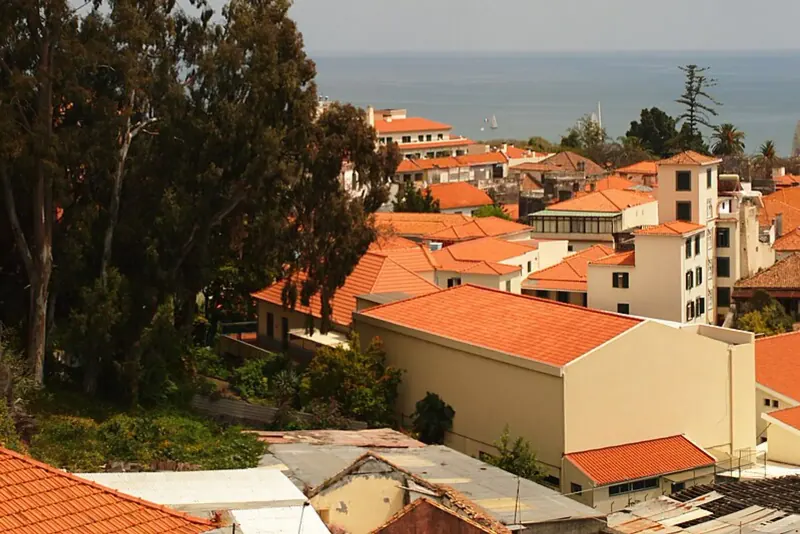 Funchal's rooftops climbing the hillside above the bay