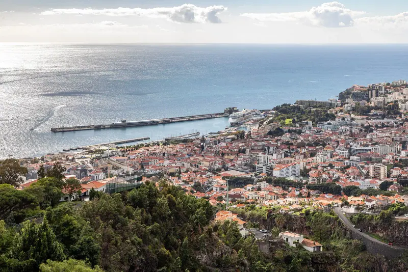 Funchal's hillside and botanical garden from above