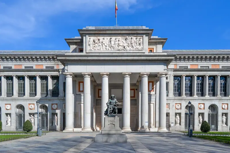 The columned facade of the Prado Museum