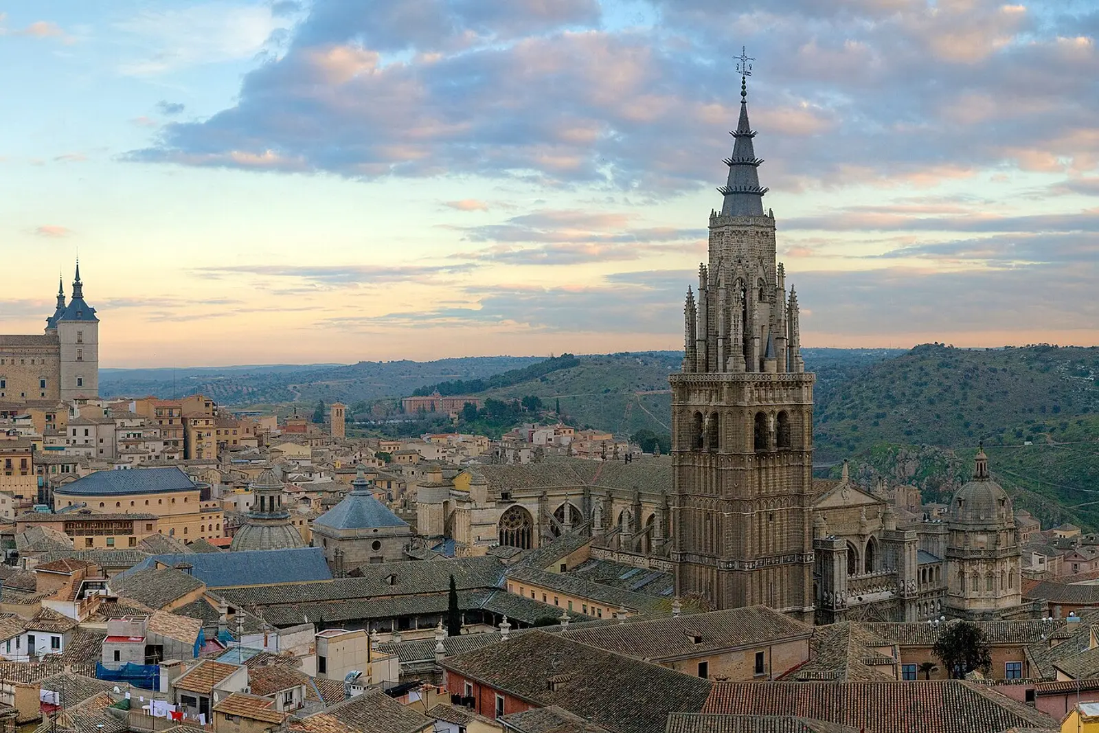 Toledo's Alcazar and cathedral over the city rooftops
