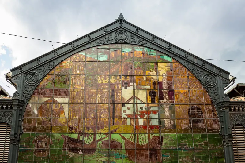 The stained-glass entrance of the Atarazanas market in Malaga