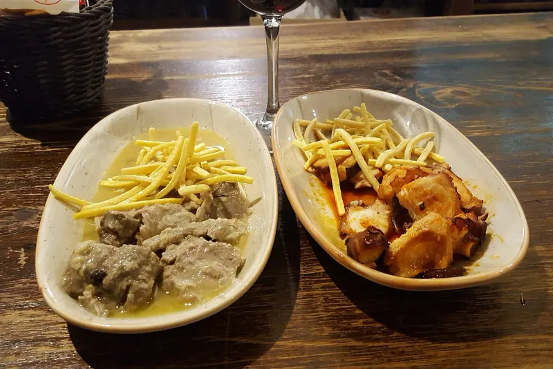 Tapas plates at El Pimpi bodega in Malaga