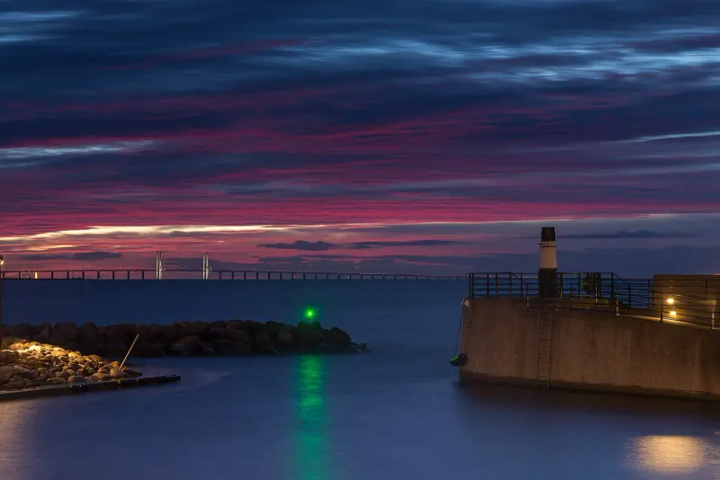 The Oresund Bridge linking Malmo and Copenhagen