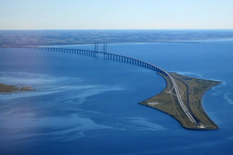 An aerial view of the Oresund Bridge
