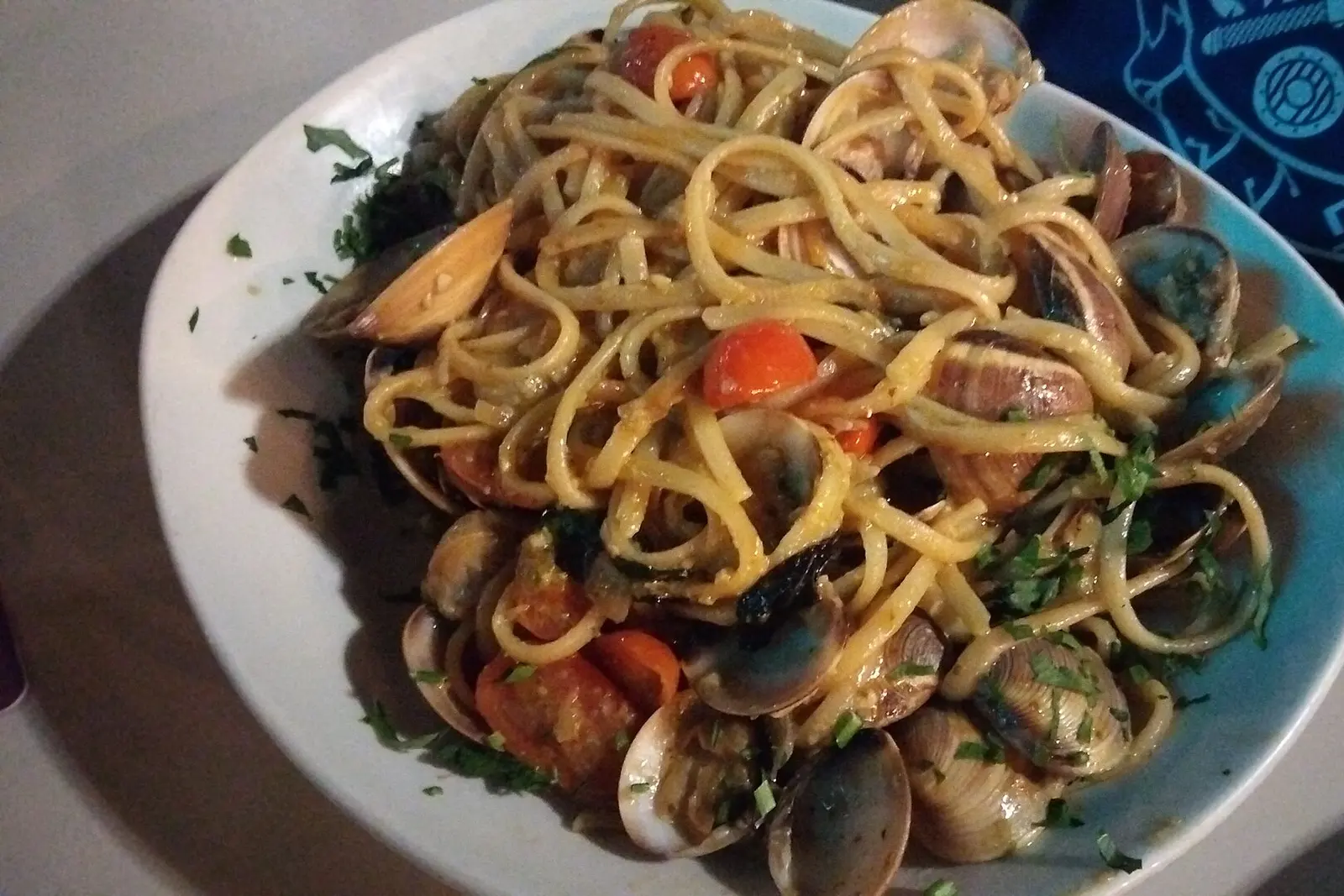A Maltese seafood pasta dish served at a local restaurant