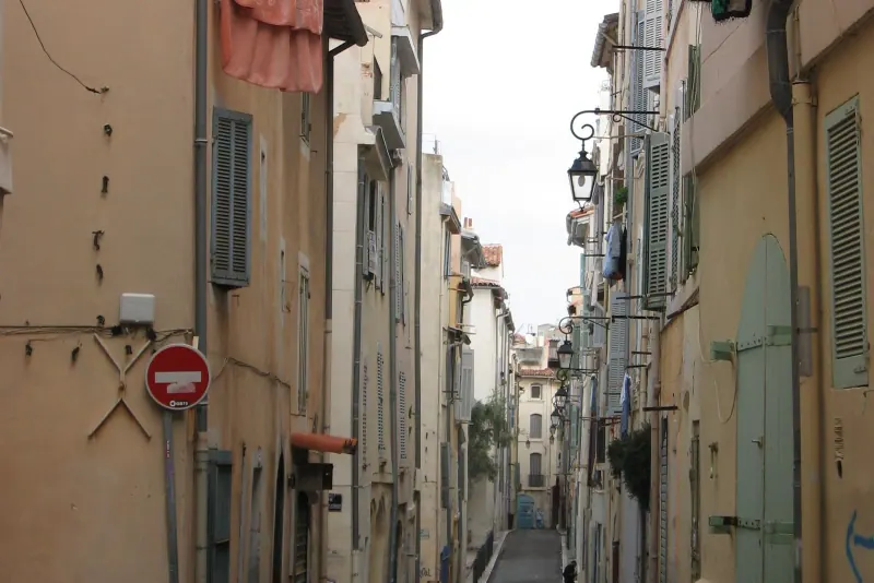 A narrow street in Le Panier, Marseille's oldest quarter