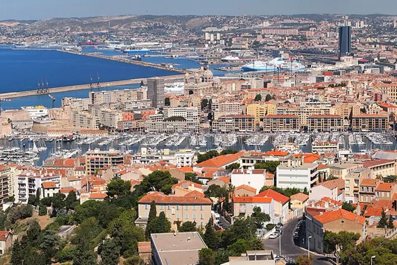 The Vieux Port and Marseille rooftops seen from above