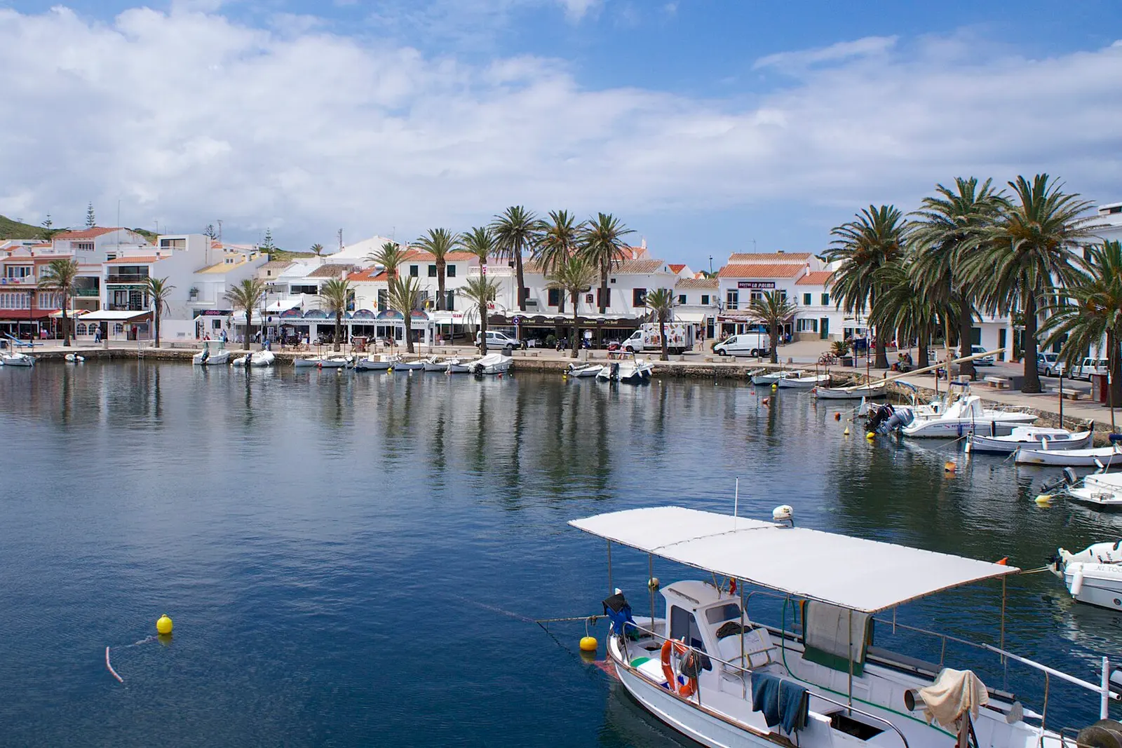 The narrow inlet and harbour of Fornells on Menorca's north coast
