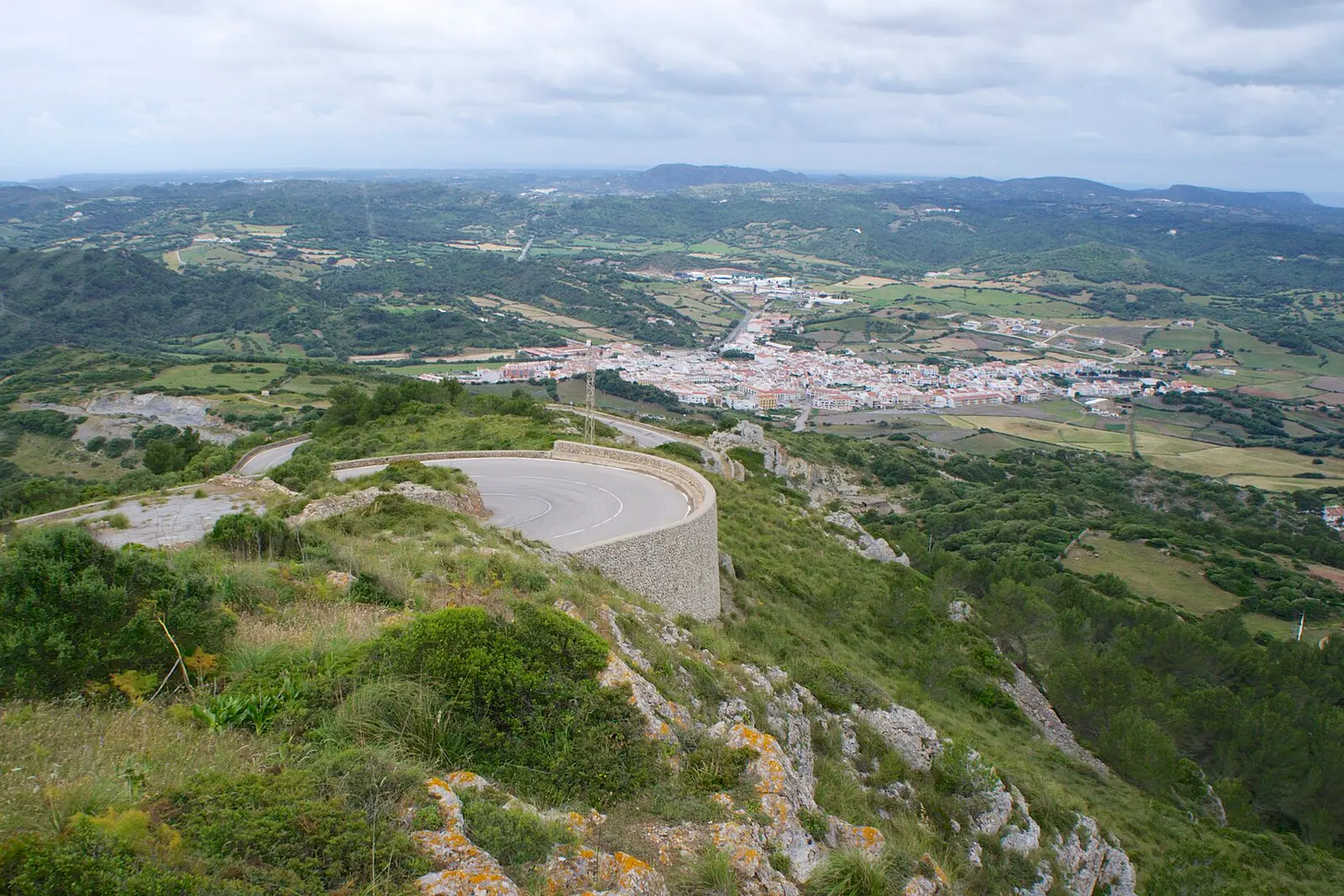 The view north over Menorca's farmland from the summit of Monte Toro