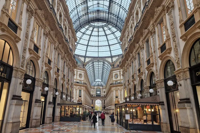 Cafés under the glass roof of the Galleria Vittorio Emanuele II