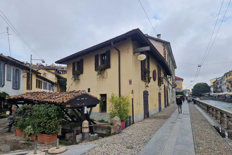 The Naviglio Grande canal and its towpath in Milan