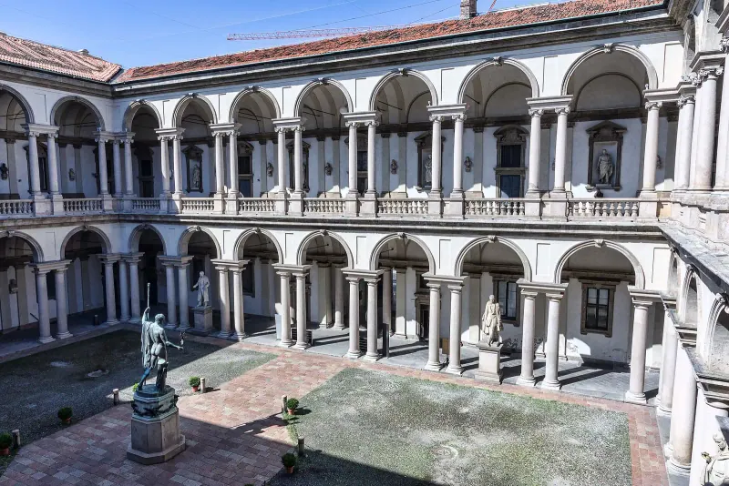 The arcaded courtyard of Palazzo Brera, home of the Pinacoteca di Brera