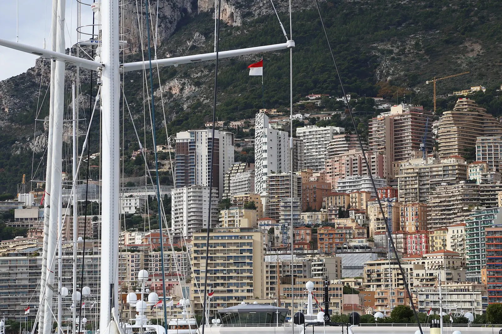 Monte Carlo's towers rising behind the harbour in Monaco
