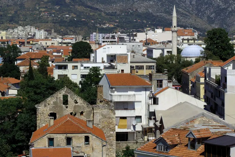 The view of the Stari Most from the Koski Mehmed Pasha mosque minaret
