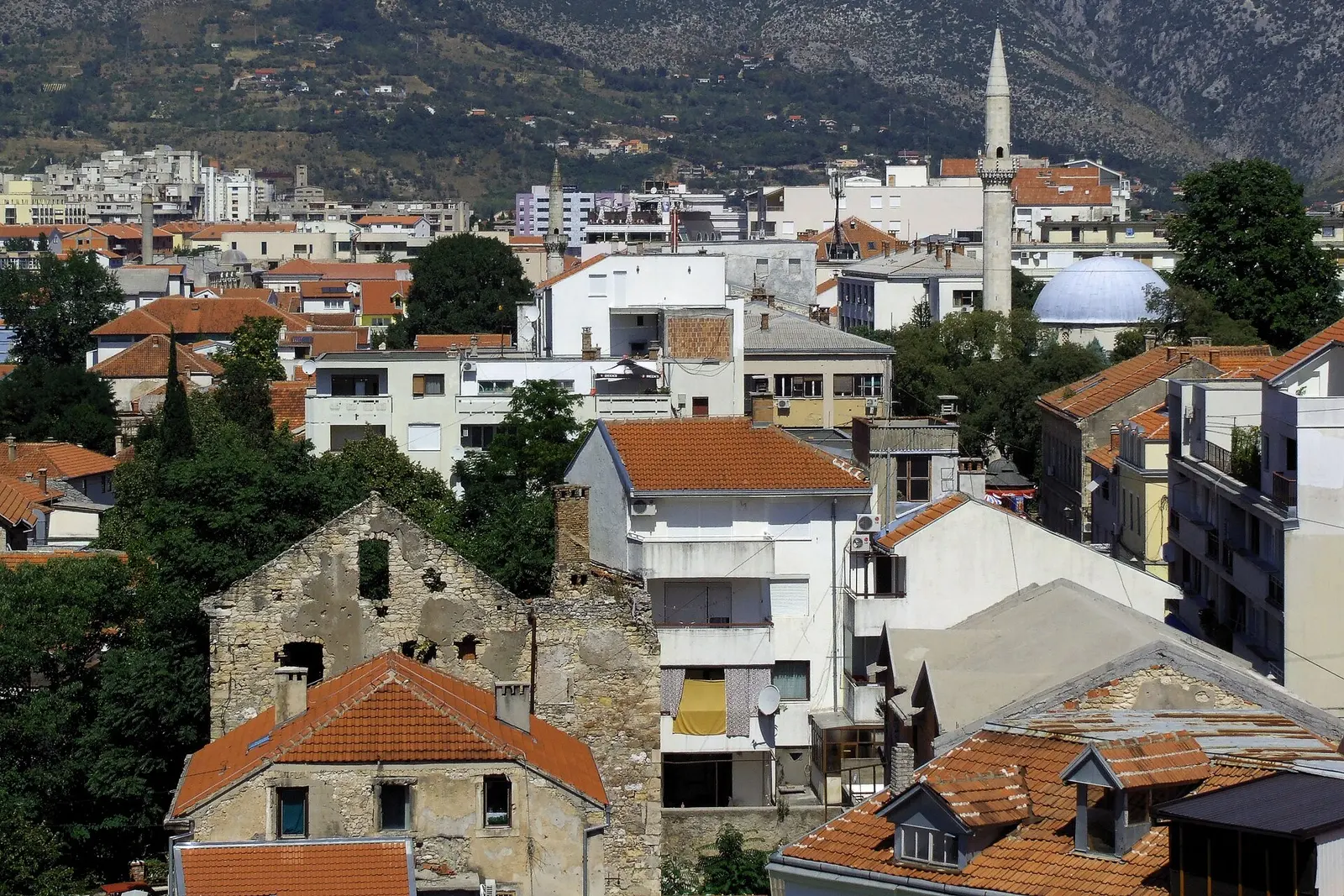 The view of the Stari Most from the Koski Mehmed Pasha mosque minaret