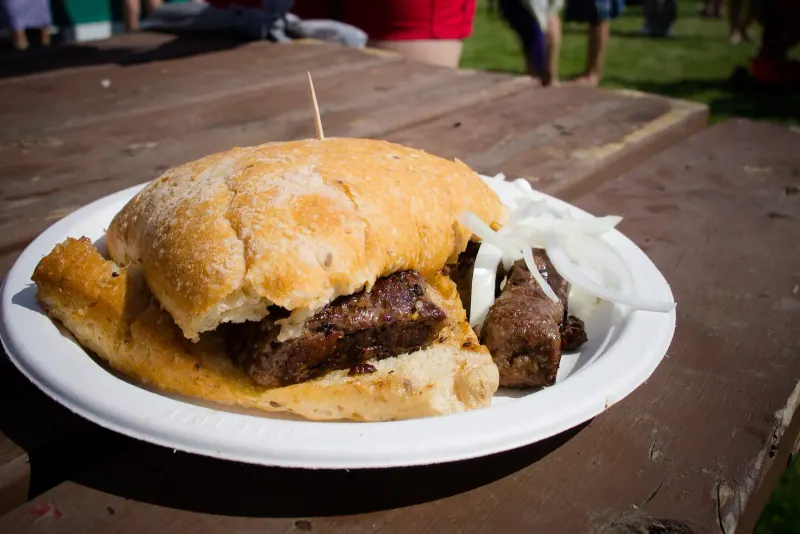 A plate of cevapi, Bosnia's grilled-meat staple