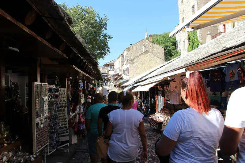 The cobbled Kujundziluk bazaar street in Mostar's old town