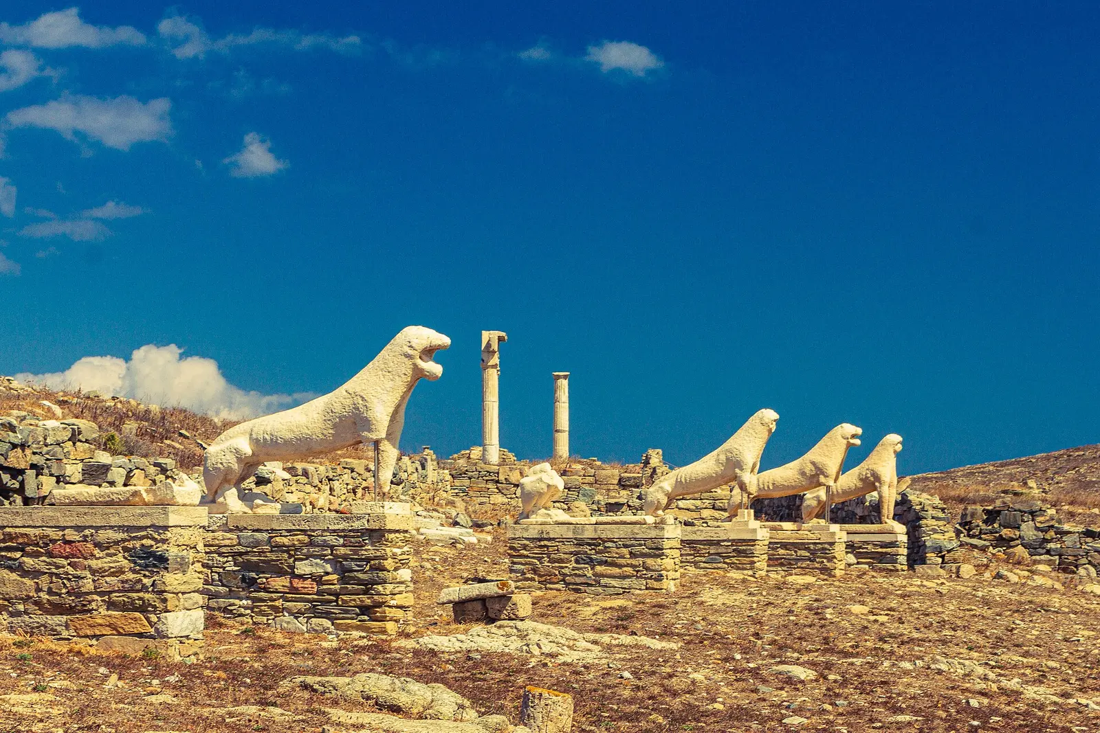The marble lions of the Terrace of the Lions on Delos