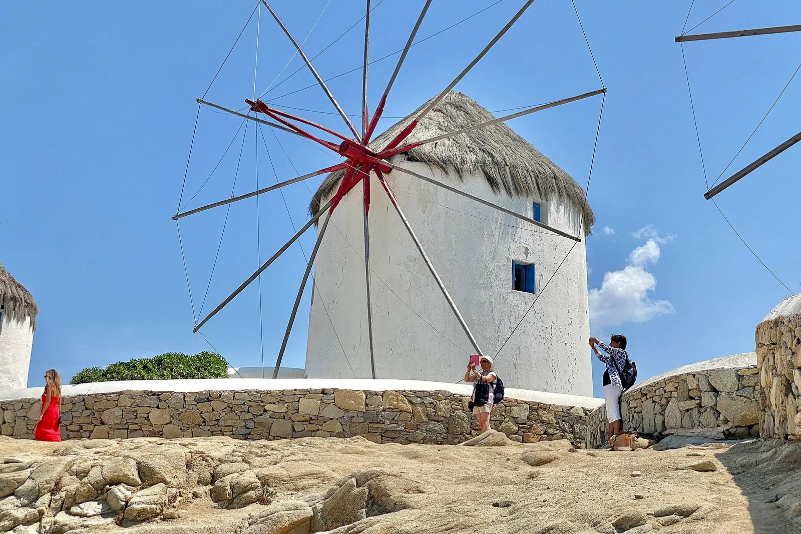 The Kato Mili windmill above Mykonos Town