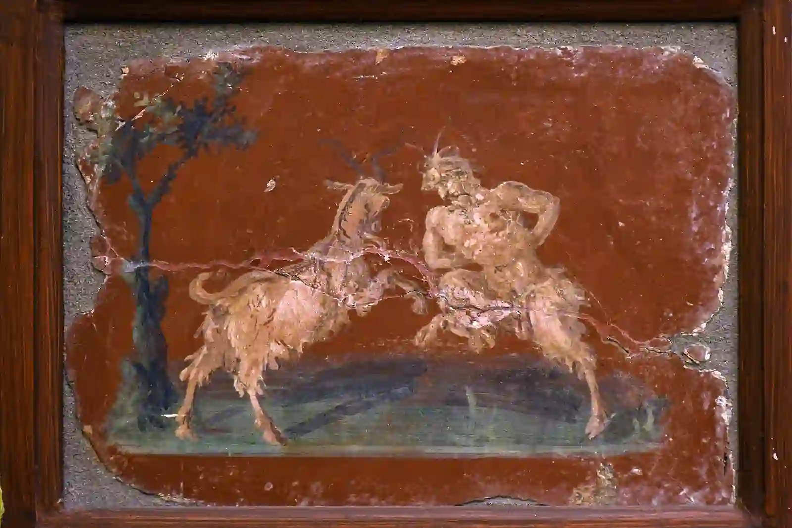 Roman fresco fragment on display at the Naples archaeological museum