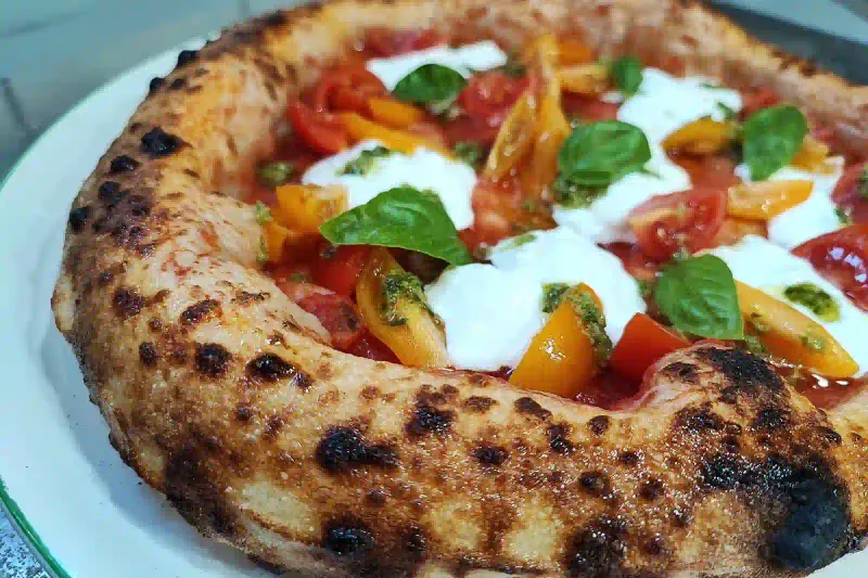 Margherita pizza baked in a Naples pizzeria