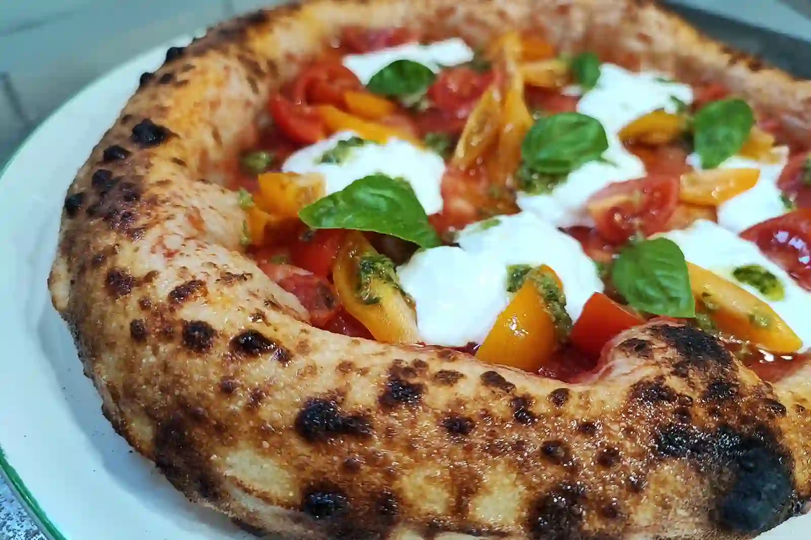 Margherita pizza baked in a Naples pizzeria