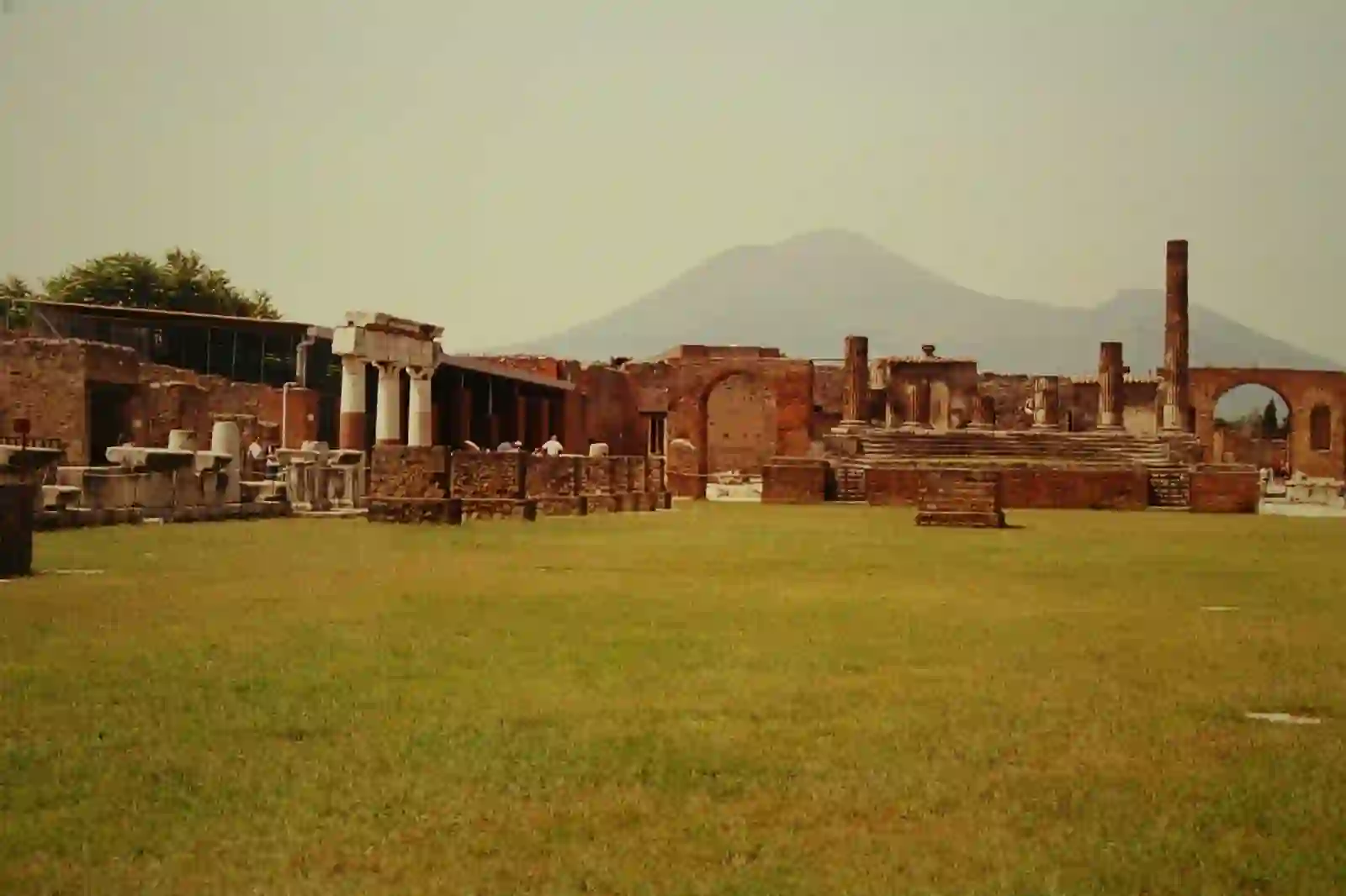 The Forum of Pompeii with Mount Vesuvius in the background