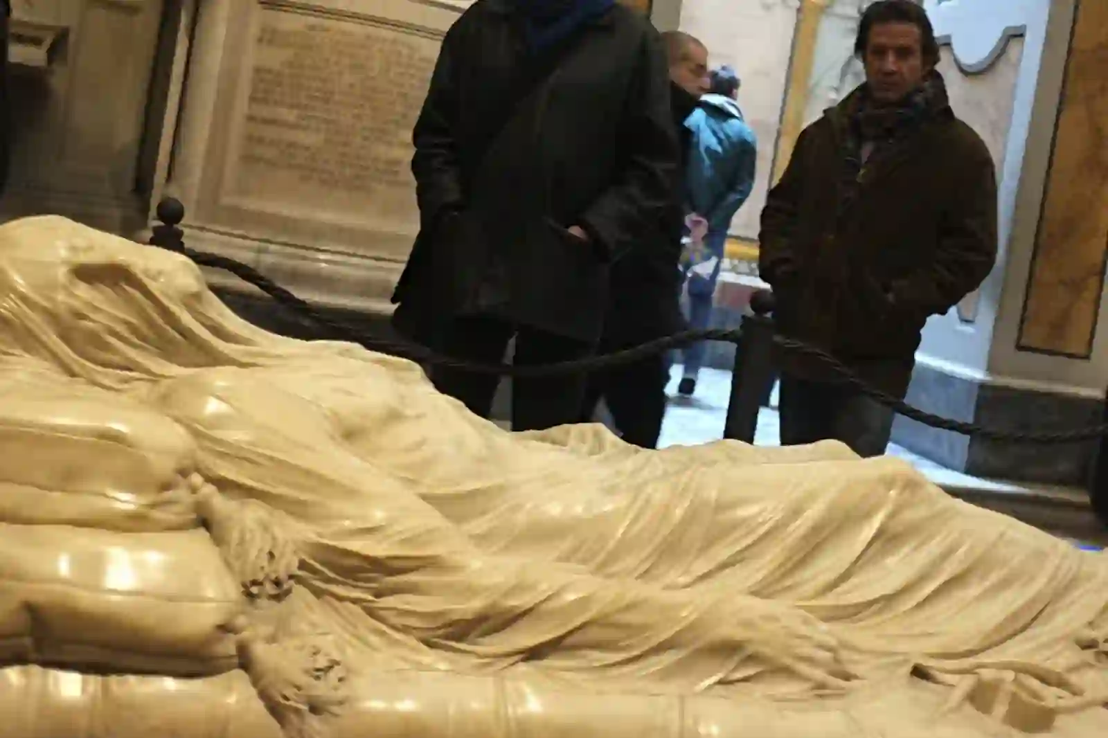 The Veiled Christ sculpture inside the Sansevero Chapel in Naples