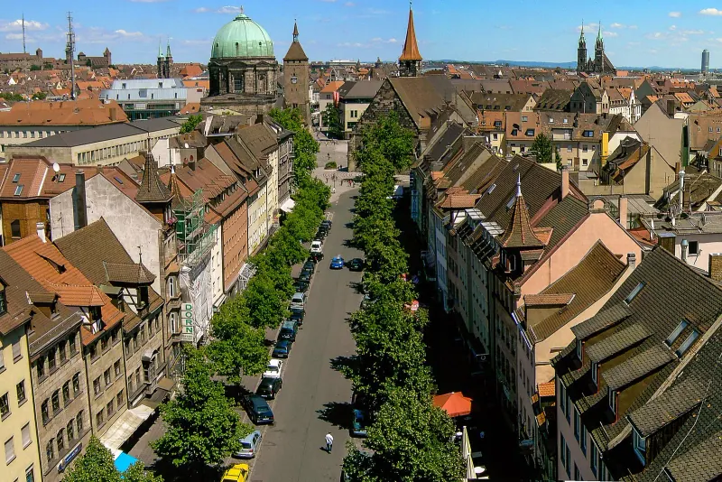 Panorama over Nuremberg old town rooftops and the castle