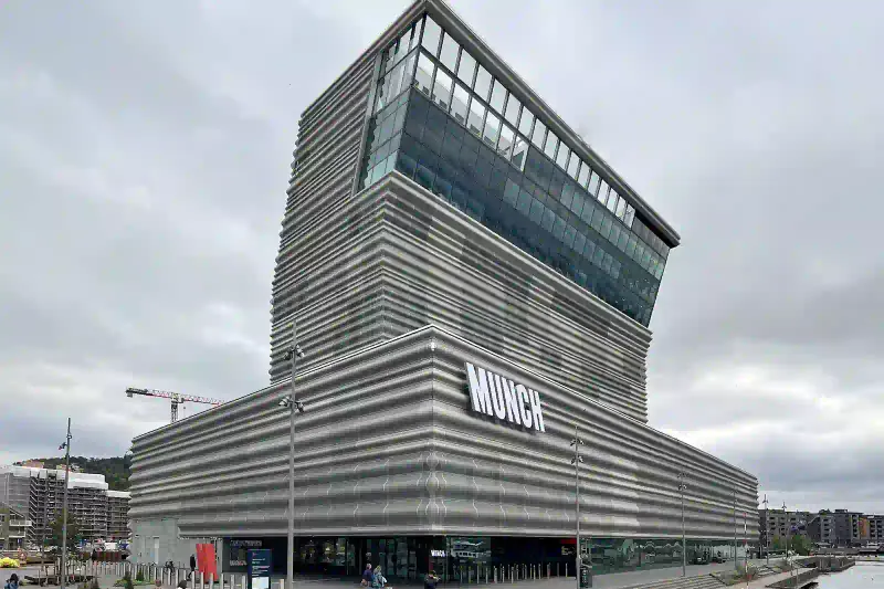 The MUNCH museum tower on the Bjørvika waterfront, Oslo
