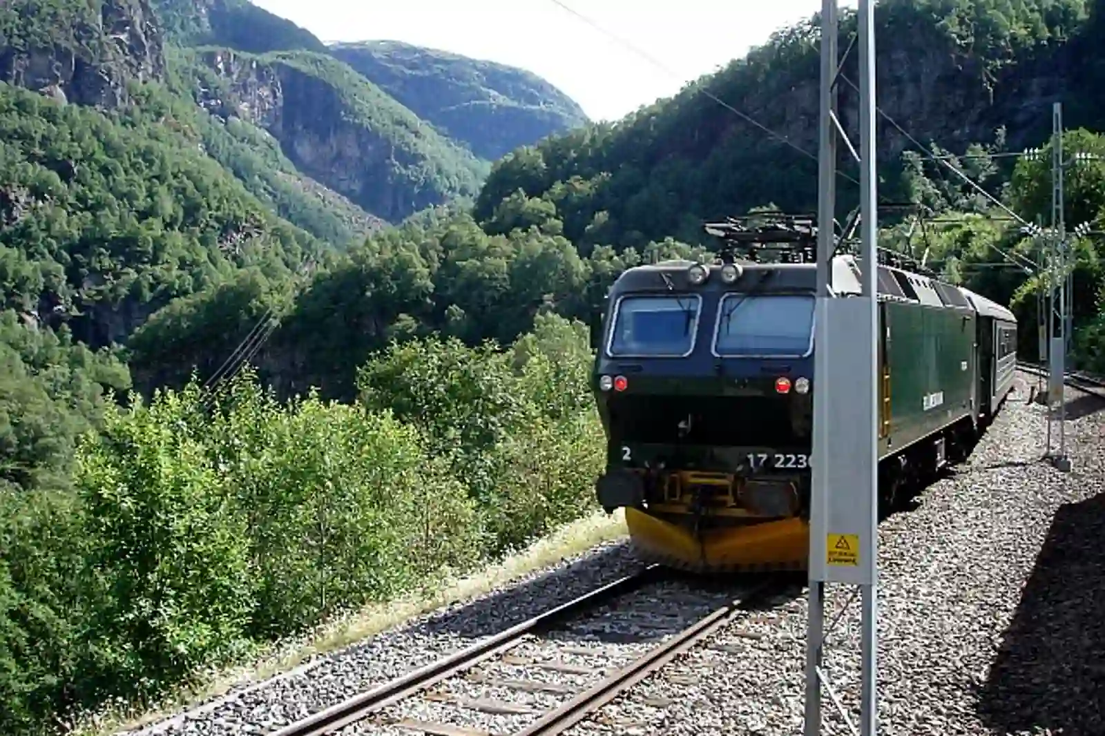 The Flåm railway climbing through the mountains
