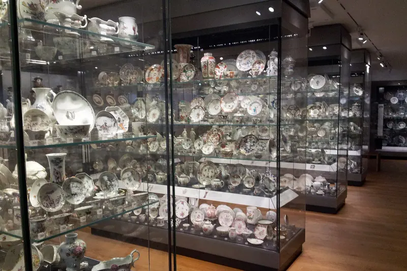 A silverware gallery inside the Ashmolean Museum