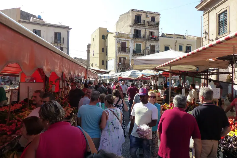 Shoppers in the Ballaro market in Palermo