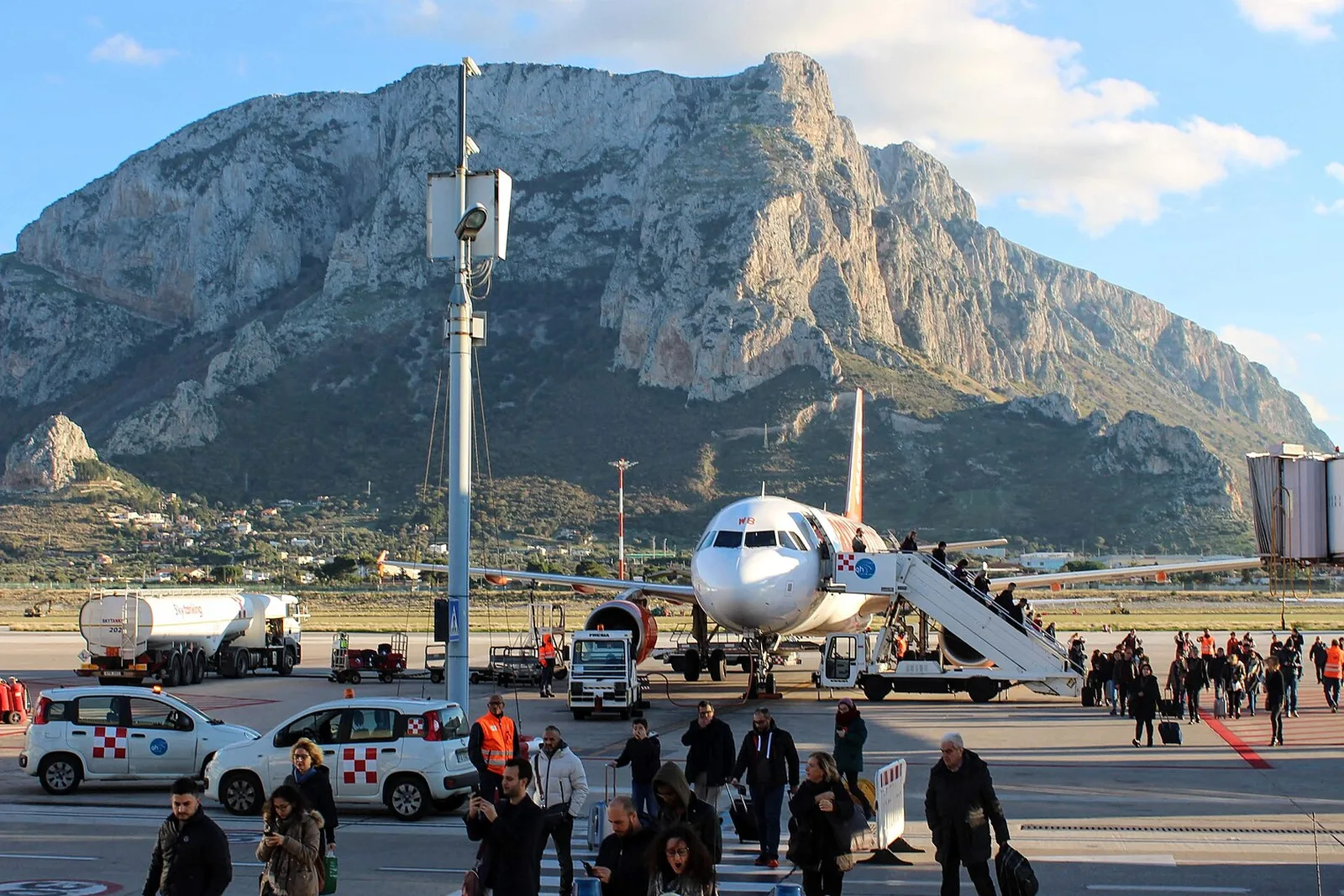 A plane on the tarmac at Palermo Punta Raisi airport