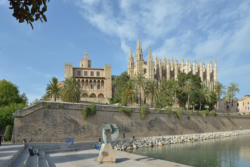Palma cathedral and the Almudaina palace across the Parc de la Mar