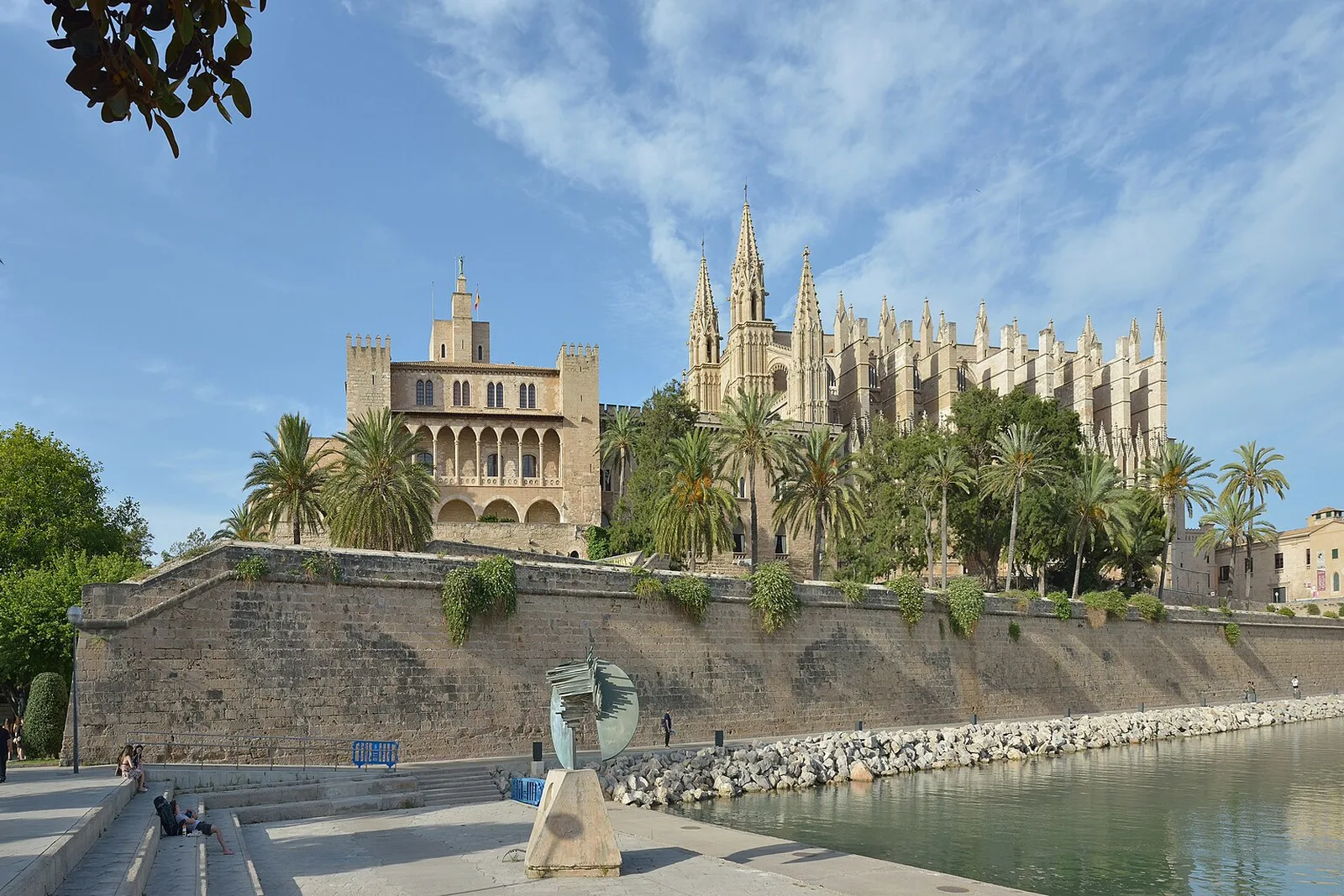 Palma cathedral and the Almudaina palace across the Parc de la Mar