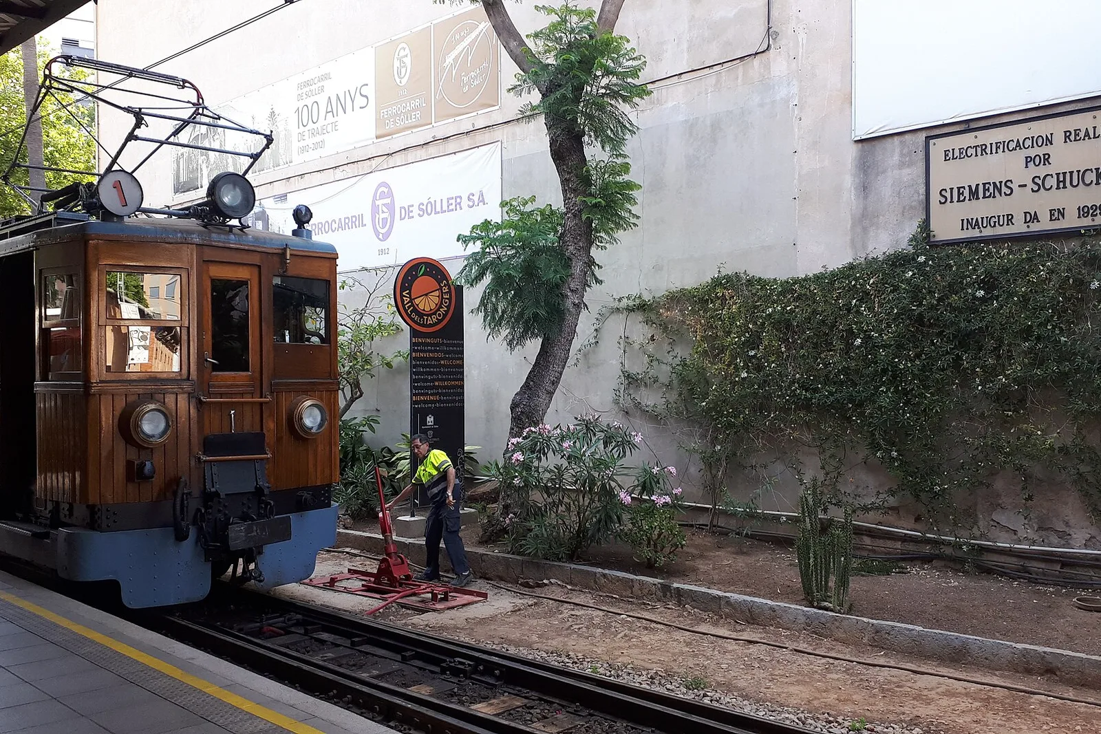 The vintage wooden Soller train in Palma