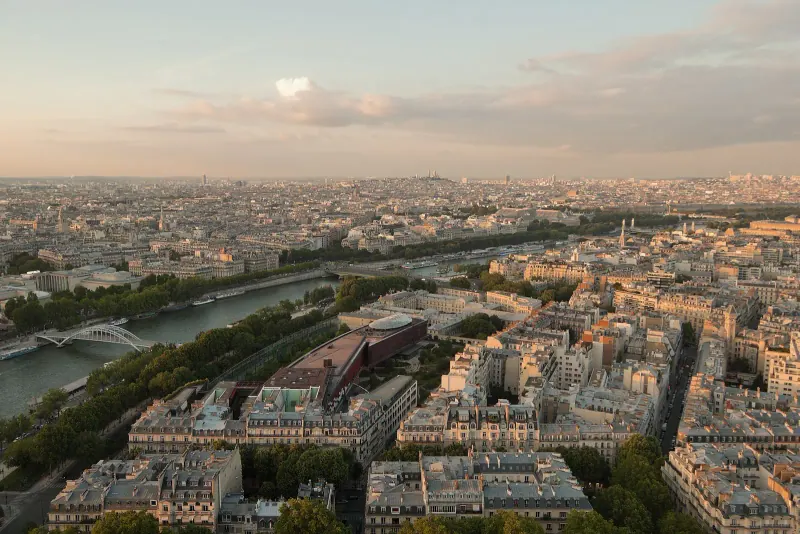 Paris and the Seine seen from high above