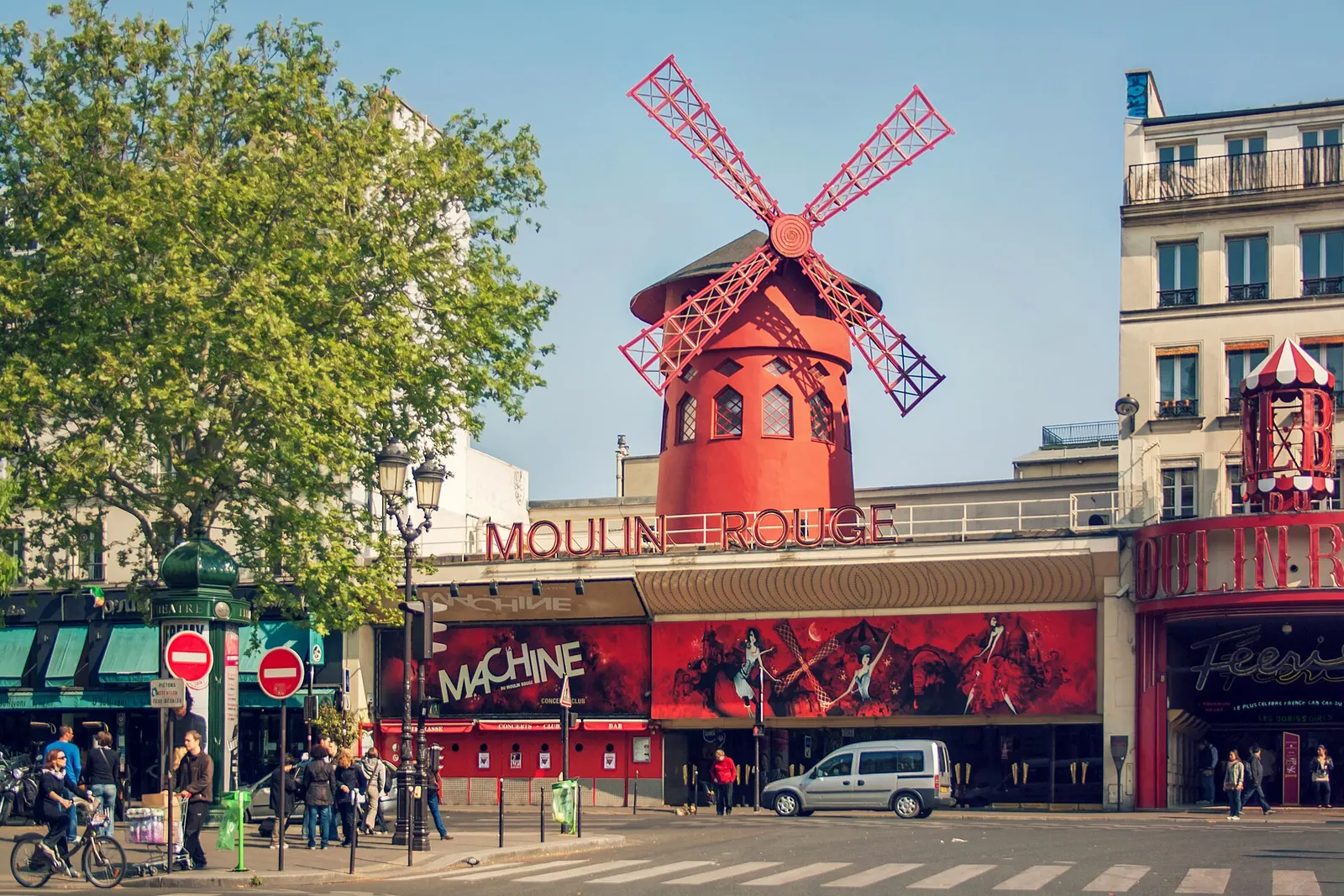 The red windmill of the Moulin Rouge on Boulevard de Clichy