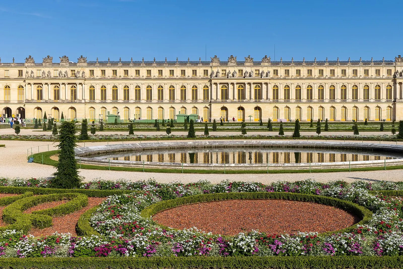 The Palace of Versailles seen across its formal gardens