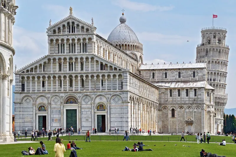 Pisa Cathedral and the Leaning Tower on Piazza dei Miracoli