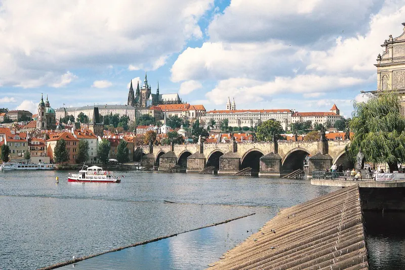 Charles Bridge and Prague Castle over the Vltava river